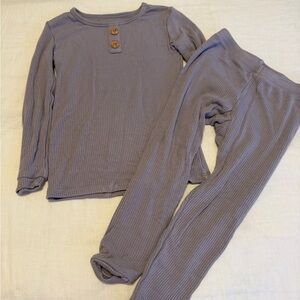 Kyte Baby Henley Set Ribbed Haze Purple